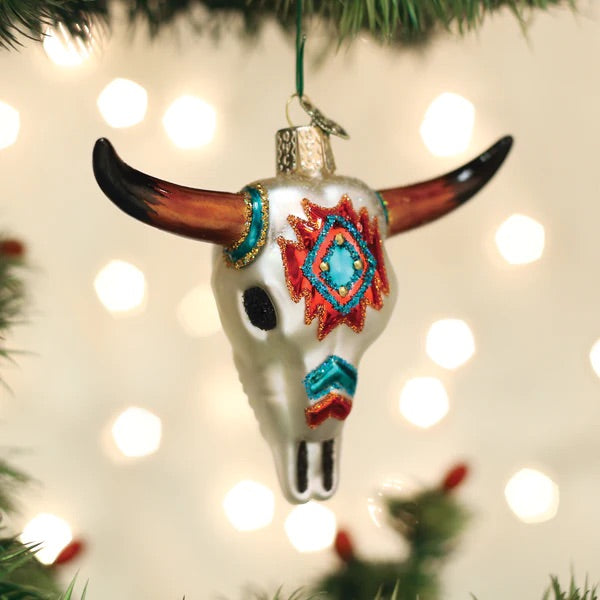 Old World Christmas: Southwestern Steer Skull Hanging Ornament sparkle-castle