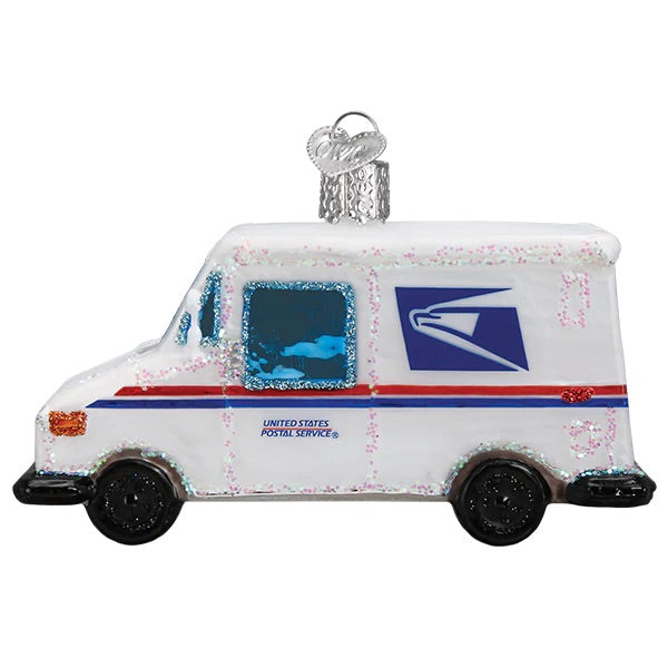 Old World Christmas: USPS Mail Truck Hanging Ornament sparkle-castle