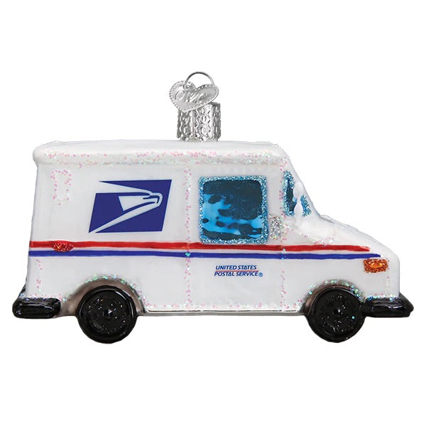 Old World Christmas: USPS Mail Truck Hanging Ornament sparkle-castle