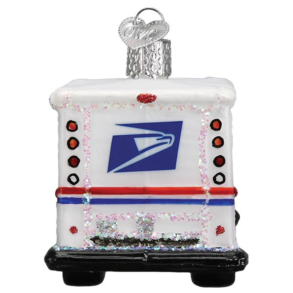 Old World Christmas: USPS Mail Truck Hanging Ornament sparkle-castle