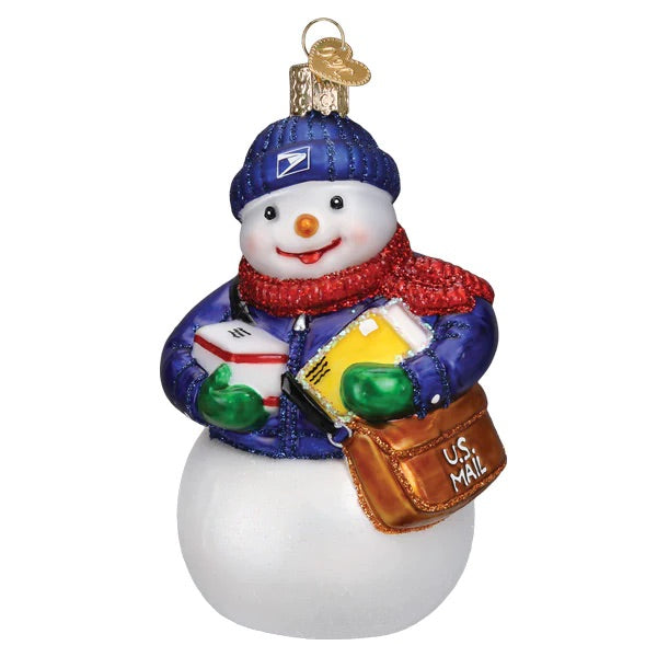 Old World Christmas: USPS Snowman Hanging Ornament sparkle-castle