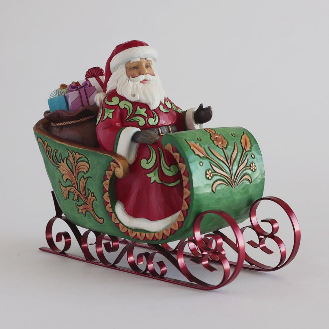 Jim Shore Heartwood Creek: Santa in Musical Sleigh Figurine