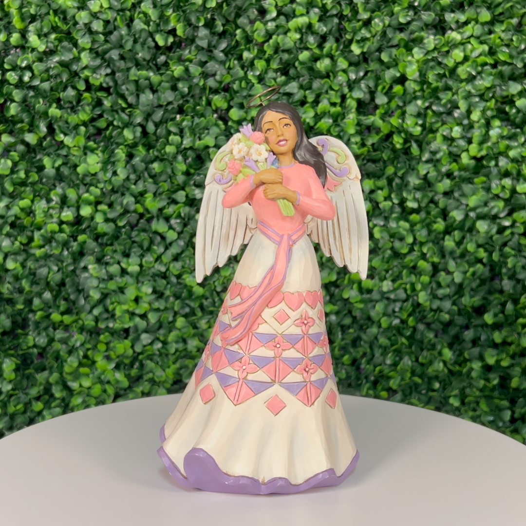 Jim Shore Heartwood Creek: African American Angel Holding Flowers Figurine