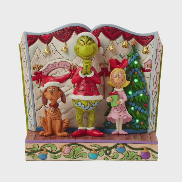 Jim Shore The Grinch: Grinch with Max and Cindy Lou Storybook Figurine