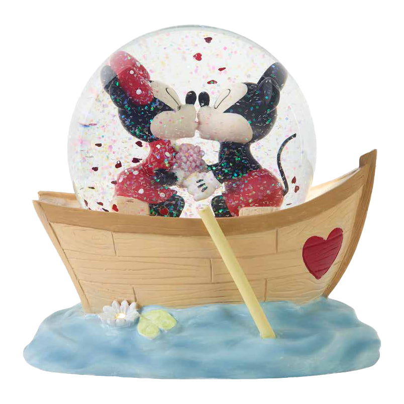 Precious Moments Disney Showcase: Mickey and Minnie In Row Boat Waterball sparkle-castle