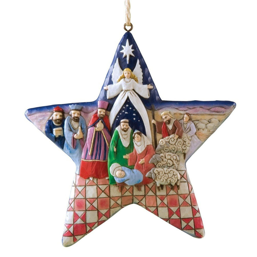 Jim Shore Heartwood Creek: Nativity Star with Scene Hanging Ornament sparkle-castle