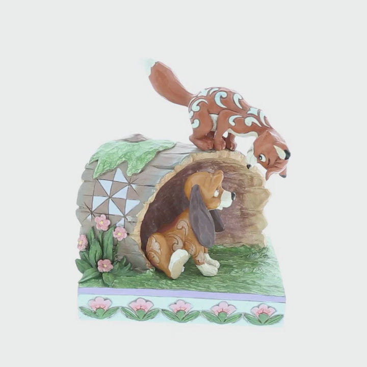 Jim Shore Disney Traditions: Fox and Hound on Log Figurine