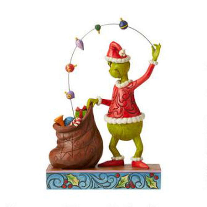 Jim Shore Grinch: Grinch Juggling Gifts Bag Figurine sparkle-castle