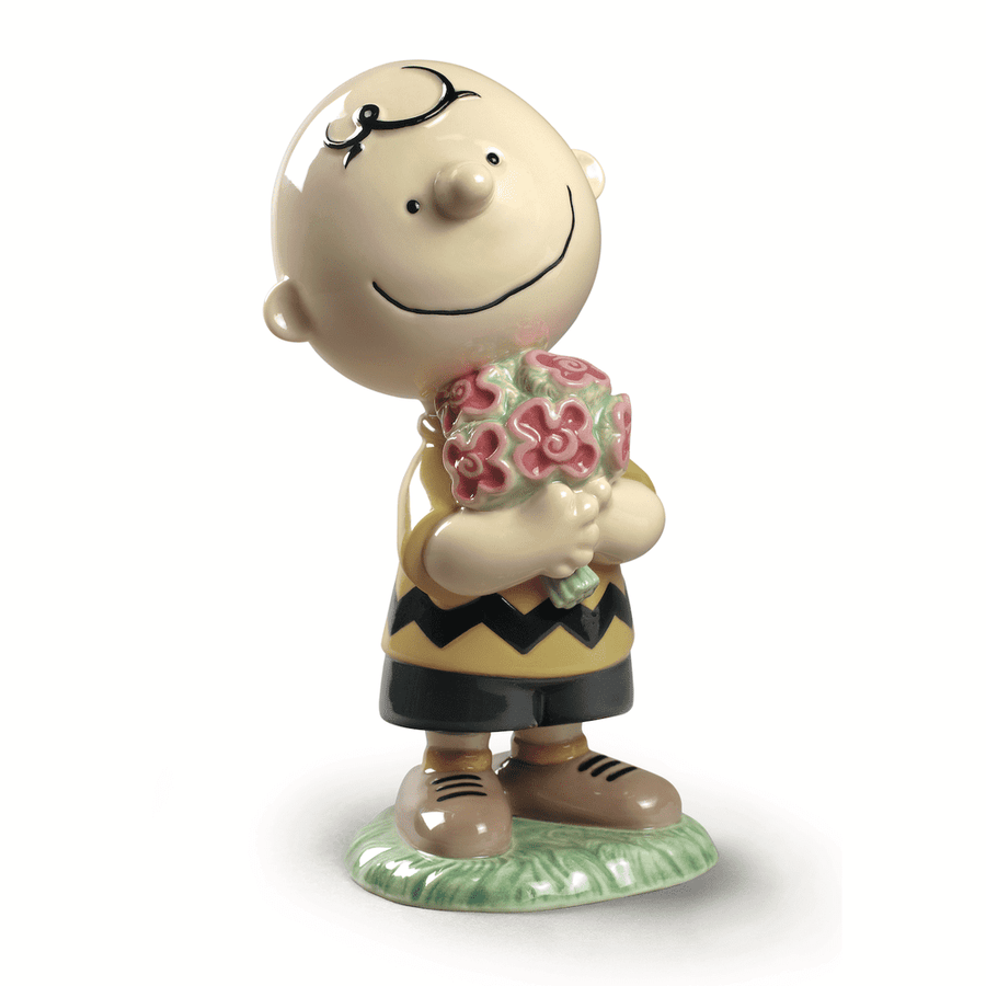 NAO Peanuts Collection: Charlie Brown Holding Bouquet Flowers, Figurine sparkle-castle