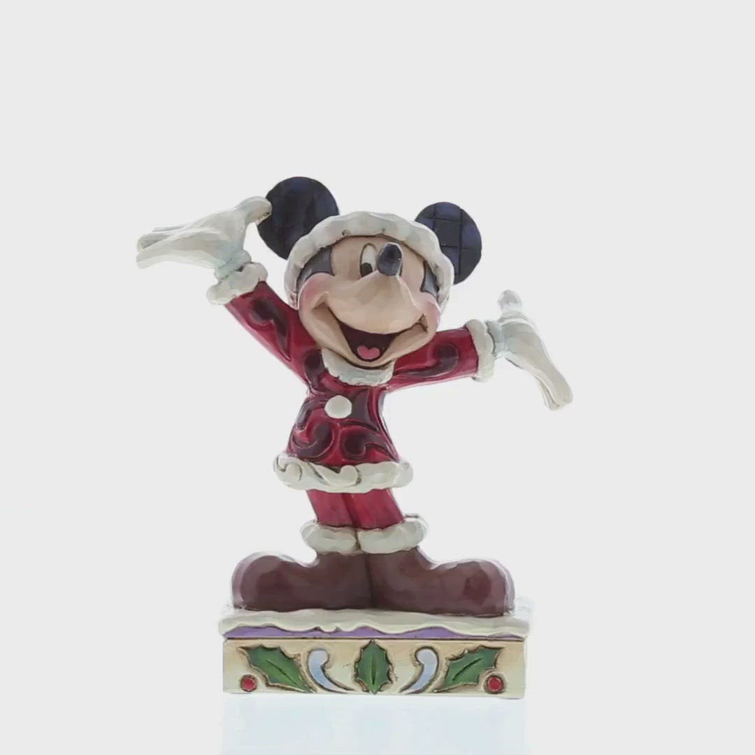 Jim Shore Disney Traditions: Mickey Christmas Personality Pose Figurine