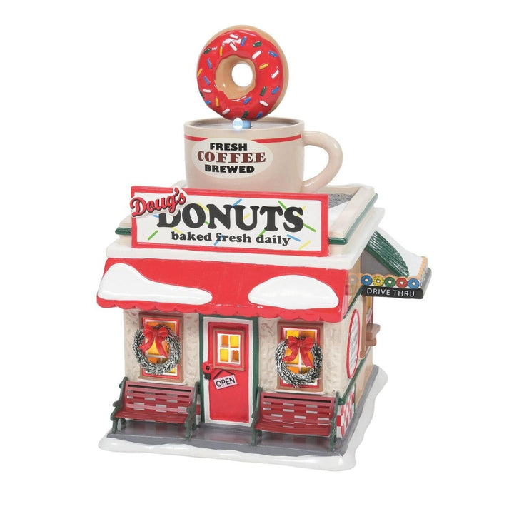 Original Snow Village: Doug's Donut Shop sparkle-castle