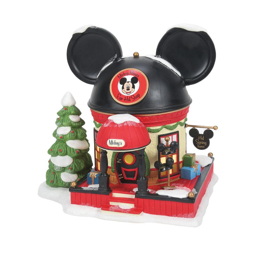 Disney Snow Village: Mickey Mouse Ear Hat Shop sparkle-castle
