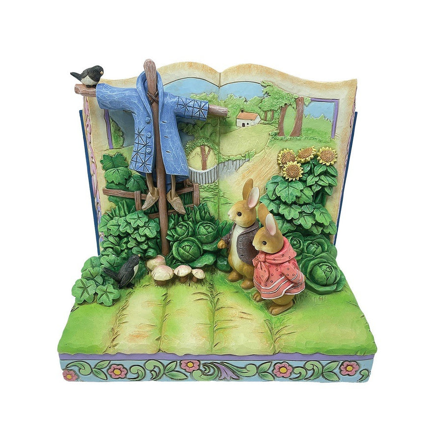 Jim Shore Beatrix Potter: Peter Benjamin Scarecrow Storybook Figurine sparkle-castle