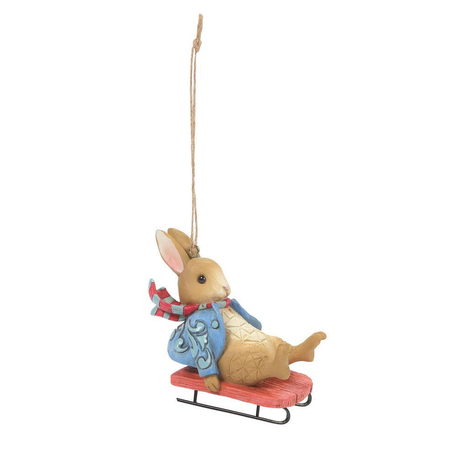 Jim Shore Beatrix Potter: Peter Rabbit Sledding Hanging Ornament sparkle-castle
