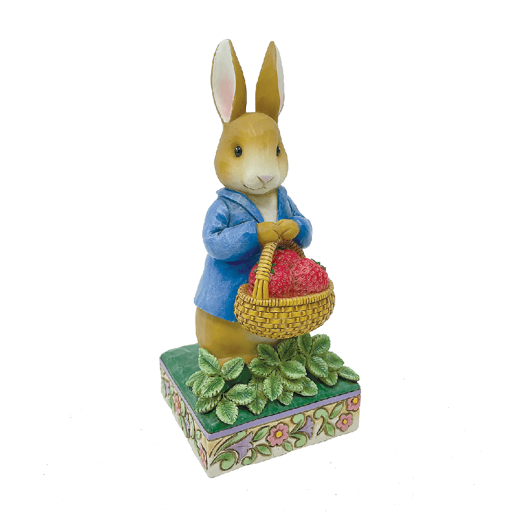 Jim Shore Beatrix Potter: Peter Rabbit with Basket of Strawberries Figurine sparkle-castle