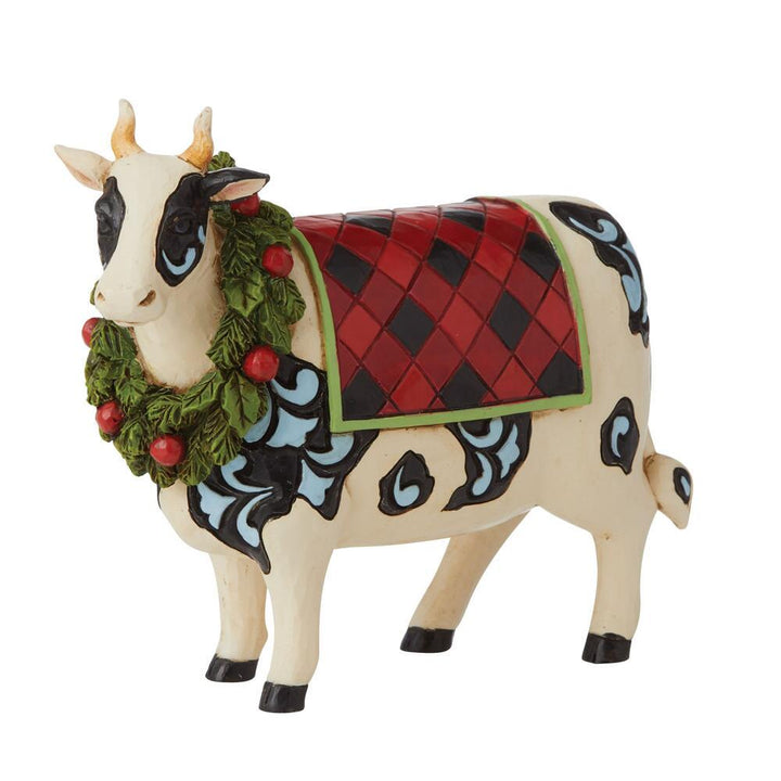 Jim Shore Country Living: Christmas Cow Figurine sparkle-castle