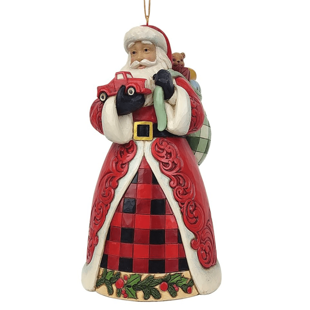 Jim Shore Country Living: Santa Holding Red Truck Hanging Ornament sparkle-castle