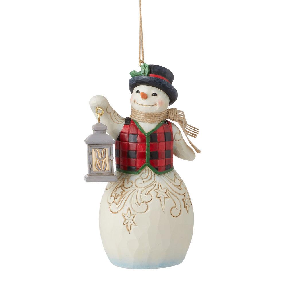 Jim Shore Country Living: Snowman Lantern Hanging Ornament sparkle-castle