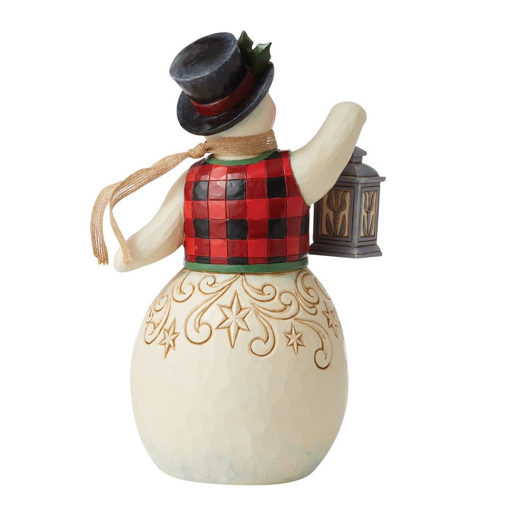 Jim Shore Country Living: Snowman Plaid Vest Lantern Figurine sparkle-castle