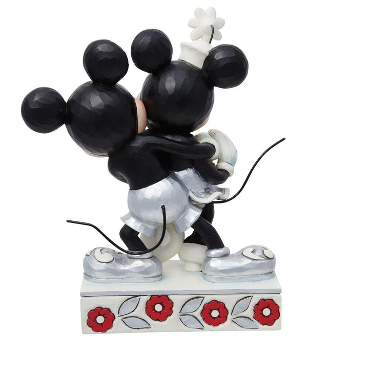 Jim Shore Disney Traditions: 100th Anniversary Mickey Holding Minnie Figurine sparkle-castle