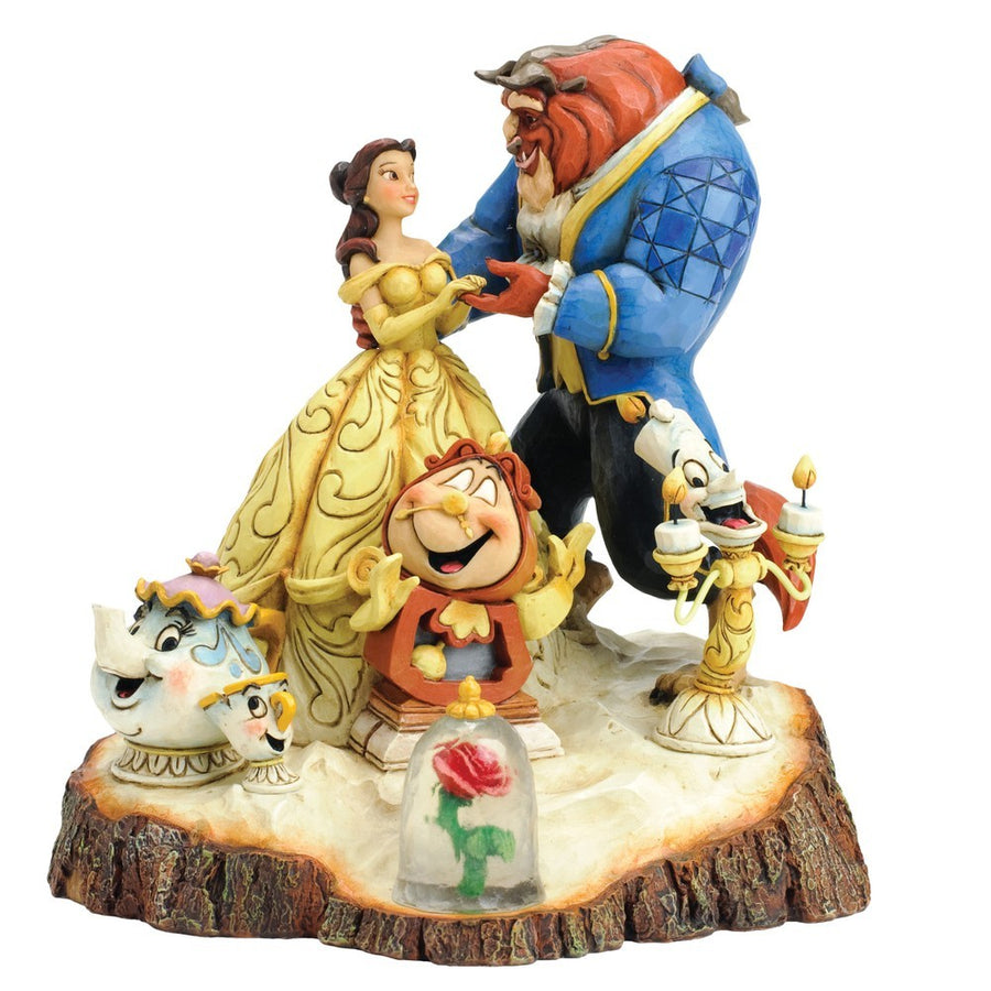 Jim Shore Disney Traditions: Beauty Beast Carved Heart Figurine sparkle-castle