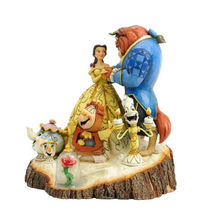 Jim Shore Disney Traditions: Beauty Beast Carved Heart Figurine sparkle-castle