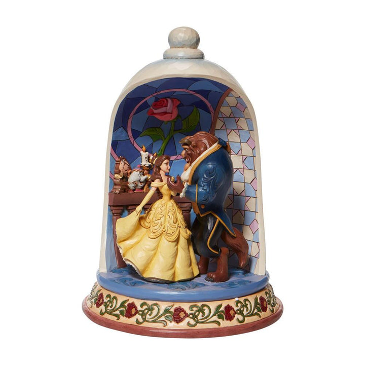 Jim Shore Disney Traditions: Beauty Beast Rose Dome Figurine sparkle-castle