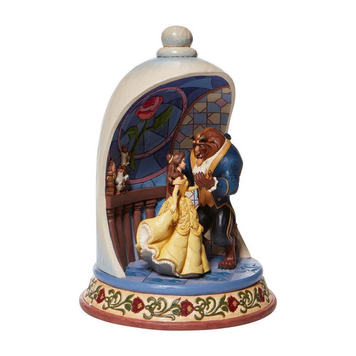 Jim Shore Disney Traditions: Beauty Beast Rose Dome Figurine sparkle-castle