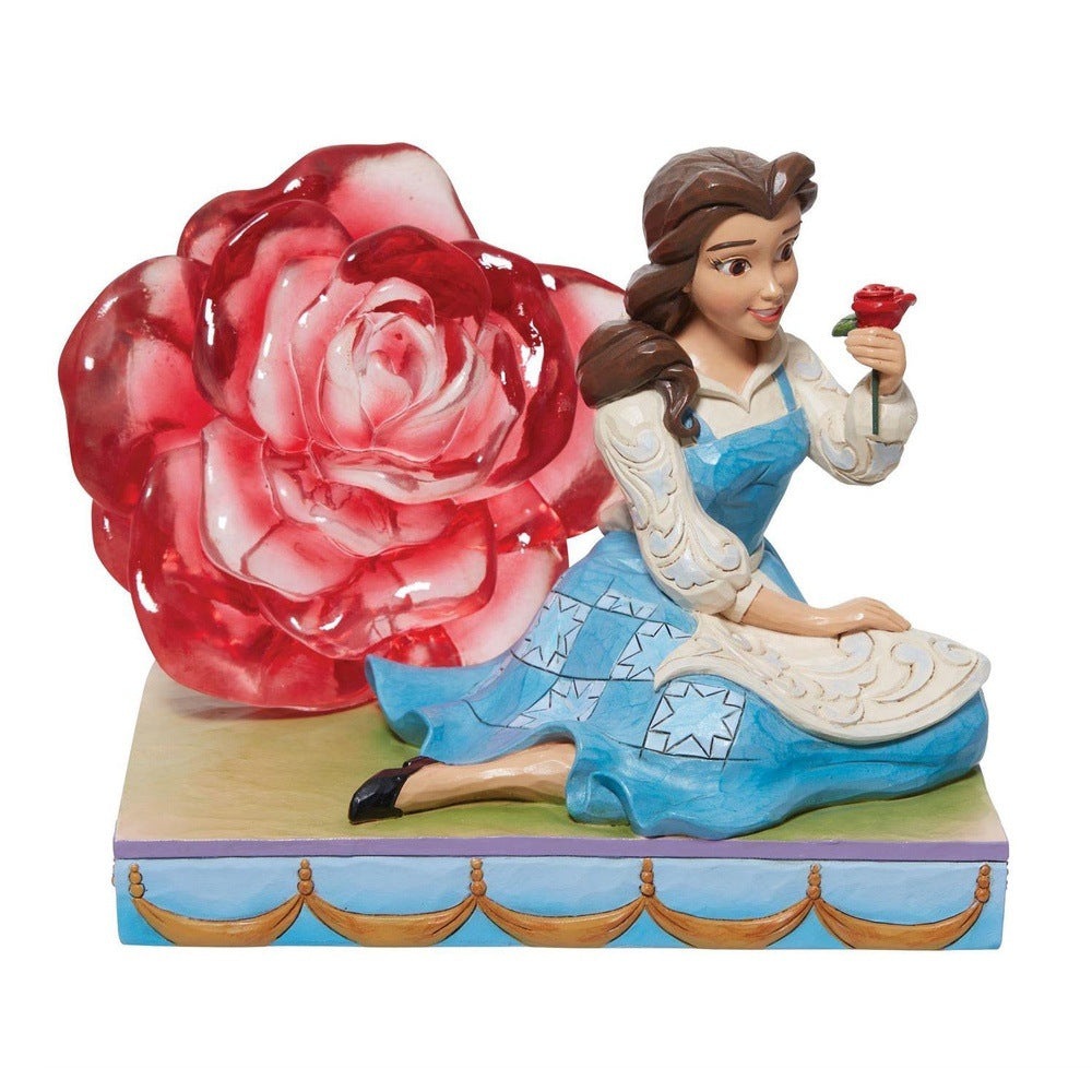 Jim Shore Disney Traditions: Belle With Clear Resin Rose Figurine sparkle-castle