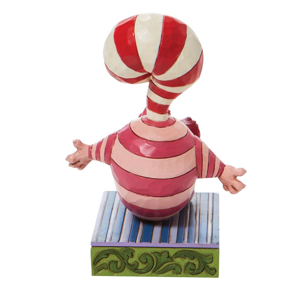 Jim Shore Disney Traditions: Cheshire Candy Cane Tail Personality Pose Figurine sparkle-castle