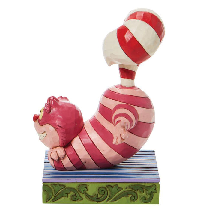 Jim Shore Disney Traditions: Cheshire Candy Cane Tail Personality Pose Figurine sparkle-castle