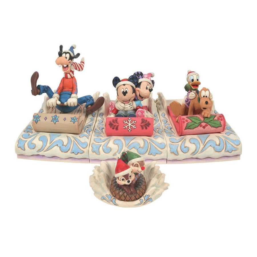 Jim Shore Disney Traditions: Mickey and Friends Sledding Figurines, Set of 4 sparkle-castle