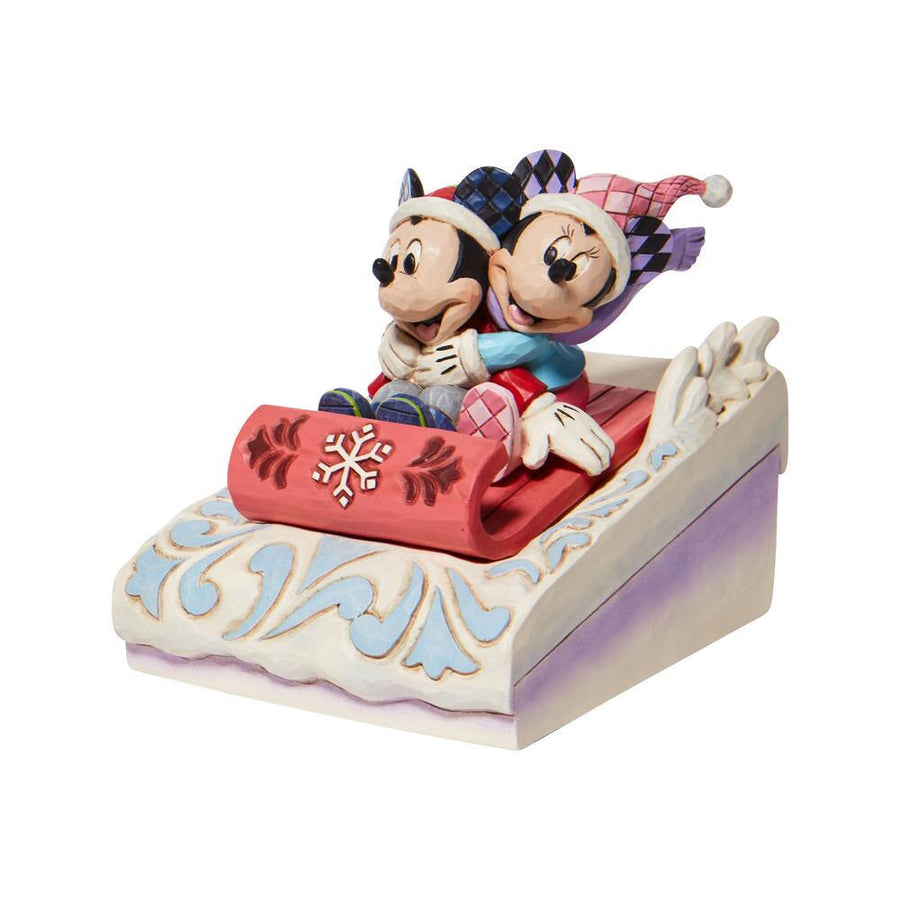 Jim Shore Disney Traditions: Mickey Minnie Sledding Figurine sparkle-castle