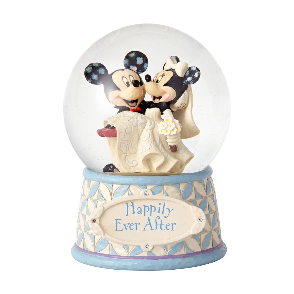 Jim Shore Disney Traditions: Mickey Minnie Wedding MM Waterball sparkle-castle