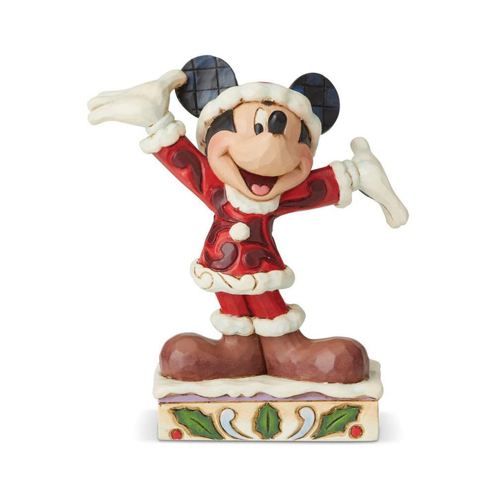 Jim Shore Disney Traditions: Mickey Christmas Personality Pose Figurine sparkle-castle