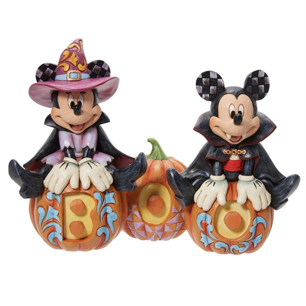 Jim Shore Disney Traditions: Mickey & Minnie Boo Pumpkins Figurine sparkle-castle