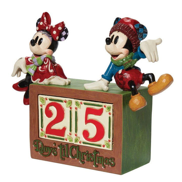Jim Shore Disney Traditions: Mickey & Minnie Christmas Countdown Blocks Figurine sparkle-castle