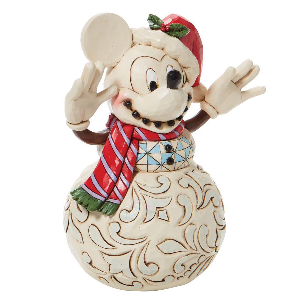Jim Shore Disney Traditions: Mickey Mouse Snowman Figurine sparkle-castle