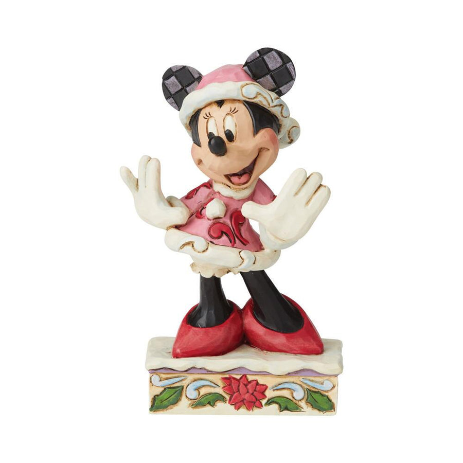 Jim Shore Disney Traditions: Minnie Christmas Personality Pose Figurine sparkle-castle