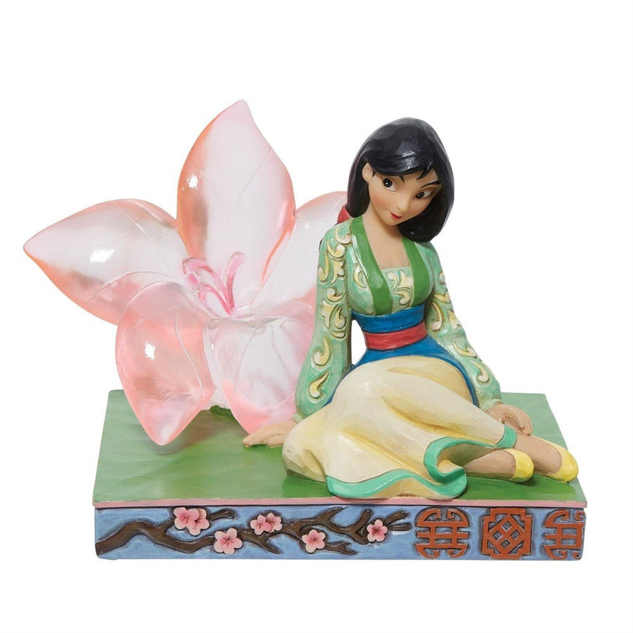 Jim Shore Disney Traditions: Mulan With Clear Resin Cherry Blossom Figurine sparkle-castle