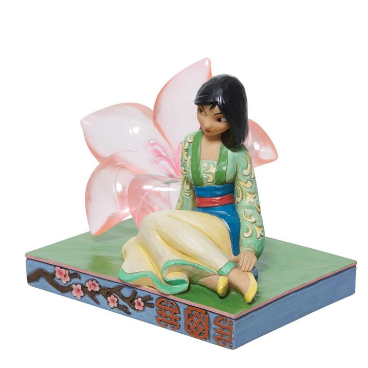 Jim Shore Disney Traditions: Mulan With Clear Resin Cherry Blossom Figurine sparkle-castle