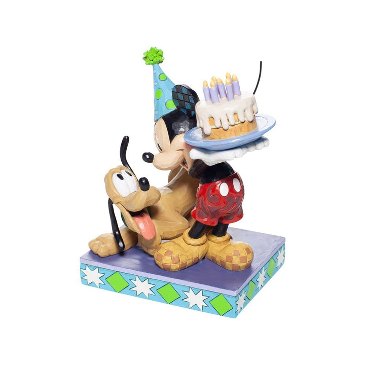 Jim Shore Disney Traditions: Pluto Mickey Birthday Figurine sparkle-castle