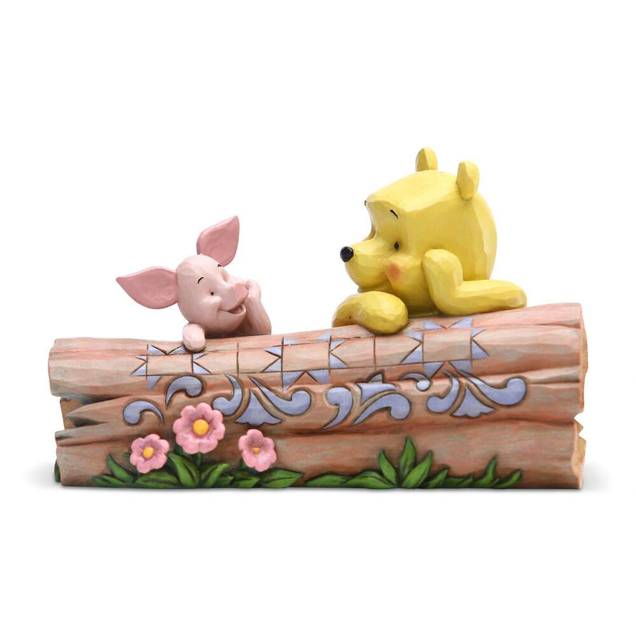 Jim Shore Disney Traditions: Pooh Piglet Log Figurine sparkle-castle
