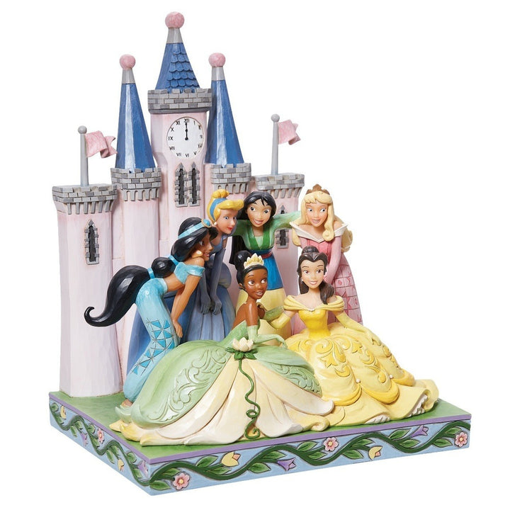 Jim Shore Disney Traditions: Princess Group In Front of Castle Figurine sparkle-castle