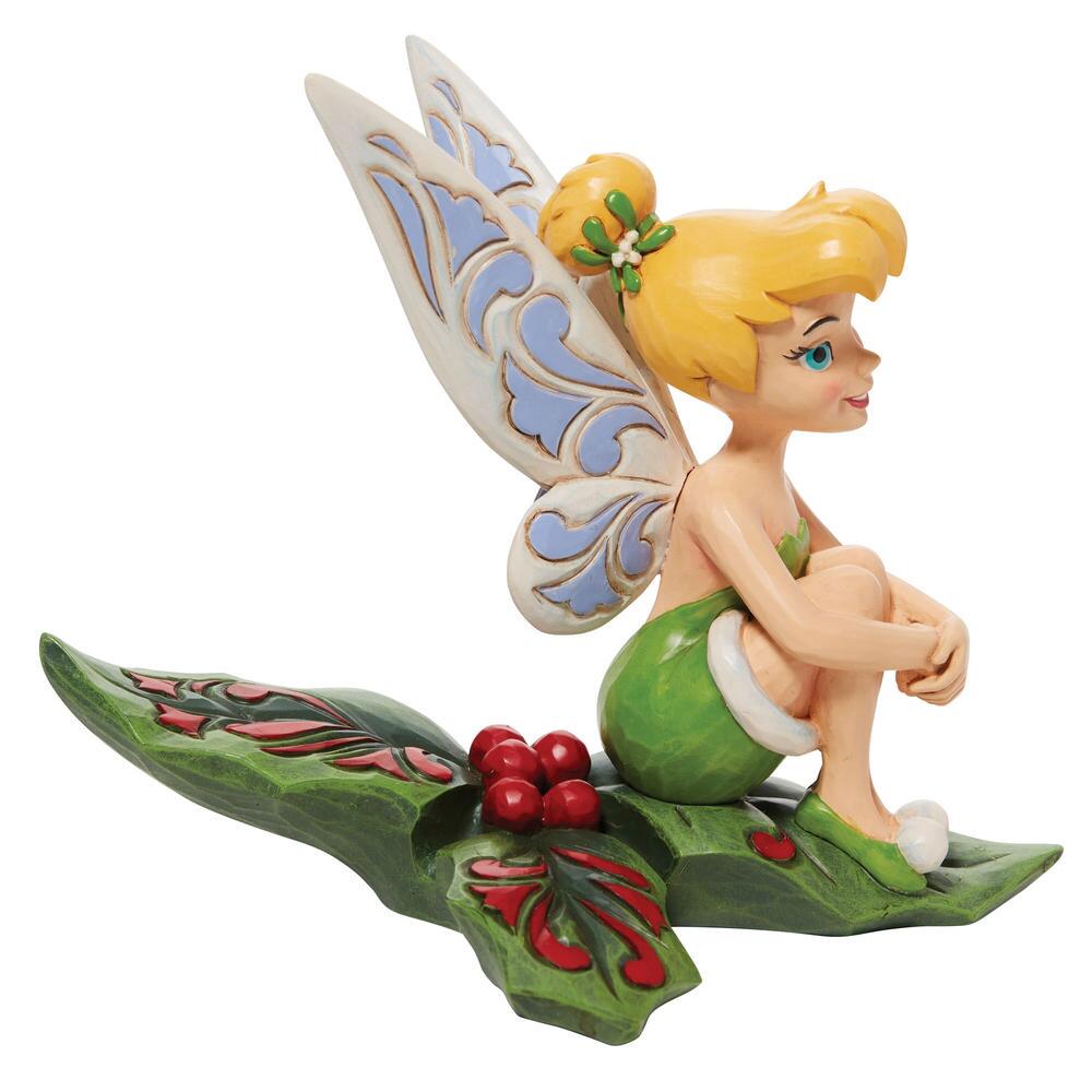 Jim Shore Disney Traditions: Tinker Bell Sitting Holly Figurine sparkle-castle