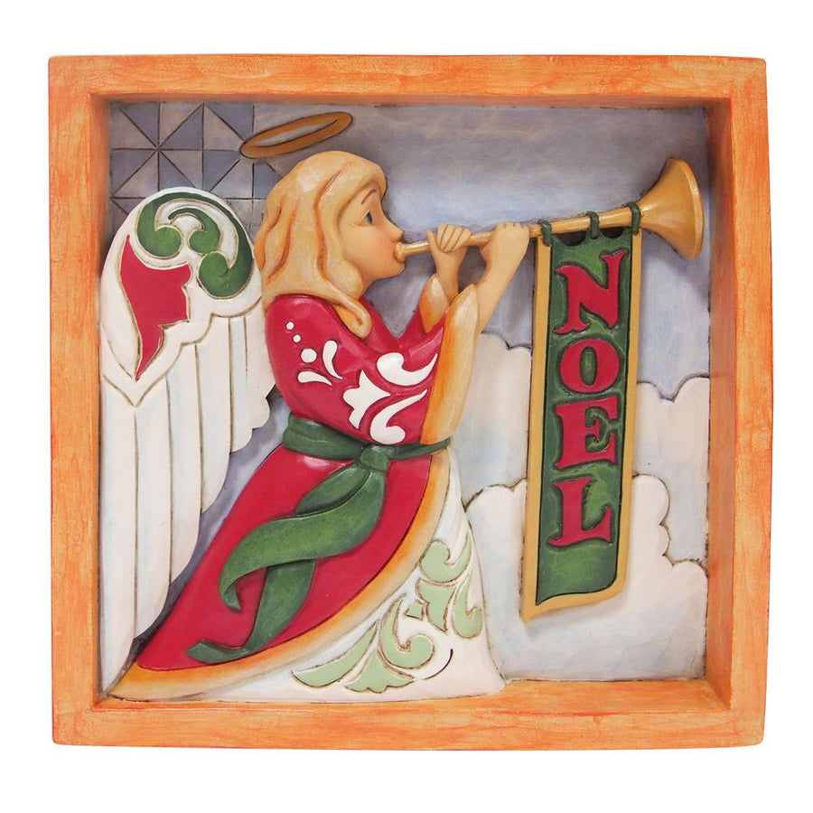 Jim Shore Heartwood Creek: Angel Trumpet Plaque sparkle-castle