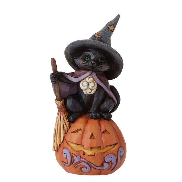 Jim Shore Heartwood Creek: Black Cat On Pumpkin Miniature Figurine sparkle-castle