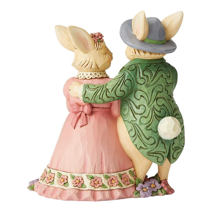 Jim Shore Heartwood Creek: Bunny Couple Basket Figurine sparkle-castle