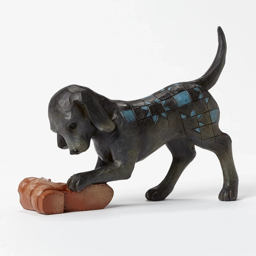 Jim Shore Heartwood Creek: Buster Dog Playing with Shoe Figurine sparkle-castle
