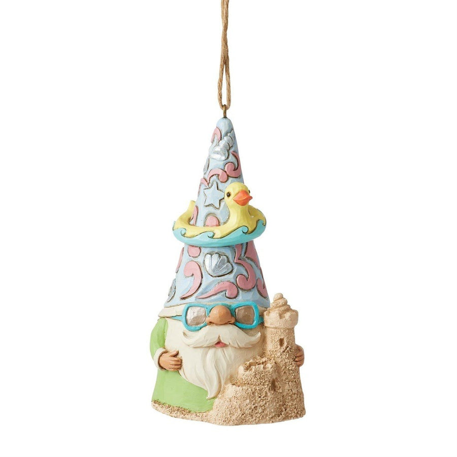 Jim Shore Heartwood Creek: Coastal Gnome with Sandcastle Hanging Ornament sparkle-castle